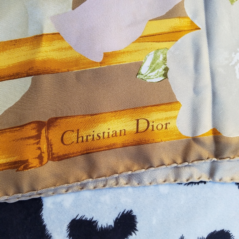 Christian Dior Bamboo Floral Square Scarf - Picture 4 of 4